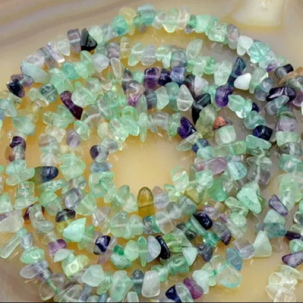 Fluorite M SZ Chip Beaded 34 “ Necklace AAA FIRM$